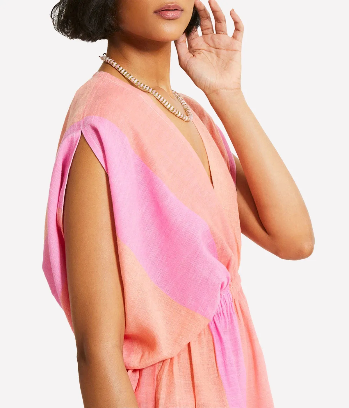 Alem Plunge Dress in Nefas Peach