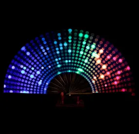 Amajiji Rave Folding Hand Fan Popping Fans for Line Dancing, Large Clacking Fans Clap Fan for Boots On The Ground Dance,Party,Decoration,Festival (Dj Light)
