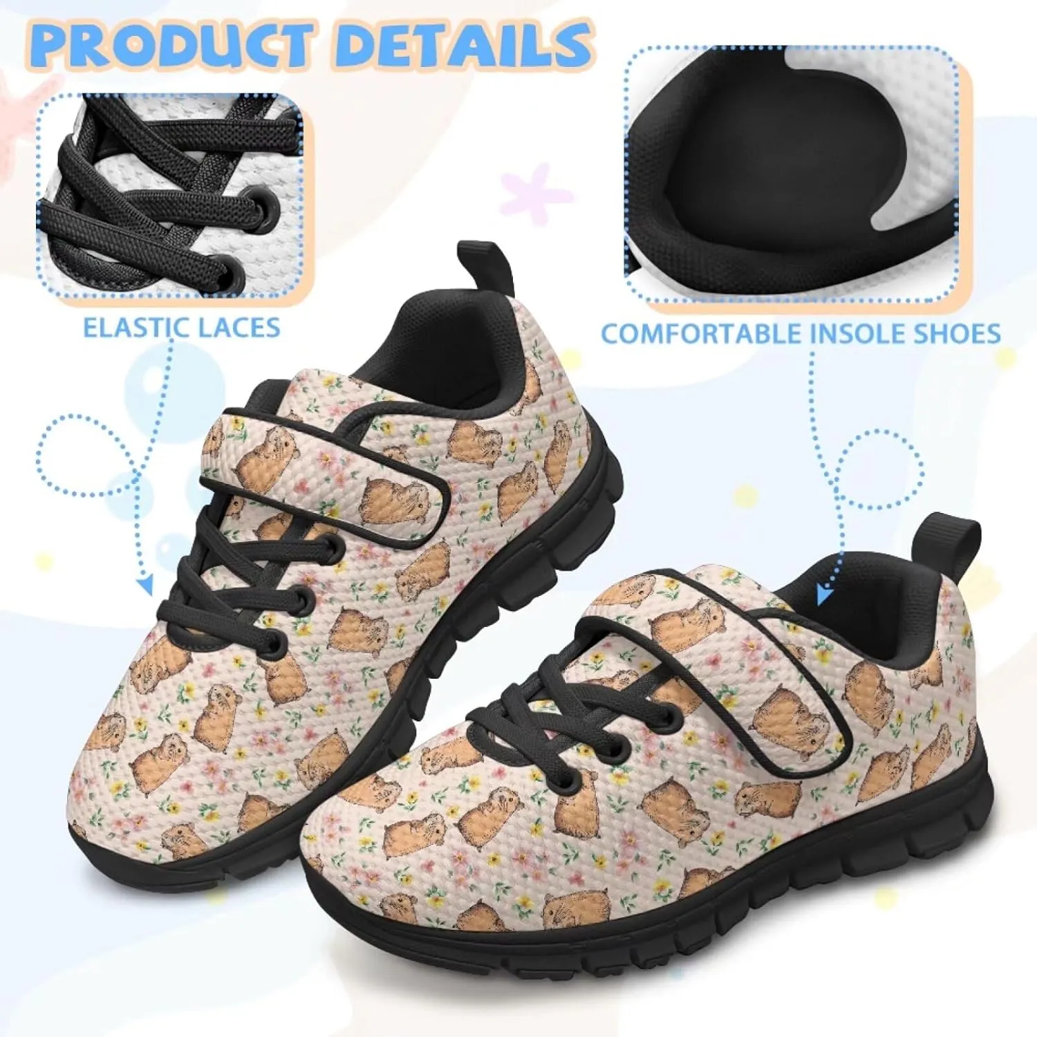 Animal Print Shoes for Kids Girls One Strap Tennis Sneakers Mesh Running Shoes Lightweight Athletic Shoes