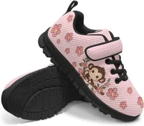 Animal Print Shoes for Kids Girls One Strap Tennis Sneakers Mesh Running Shoes Lightweight Athletic Shoes