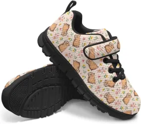 Animal Print Shoes for Kids Girls One Strap Tennis Sneakers Mesh Running Shoes Lightweight Athletic Shoes