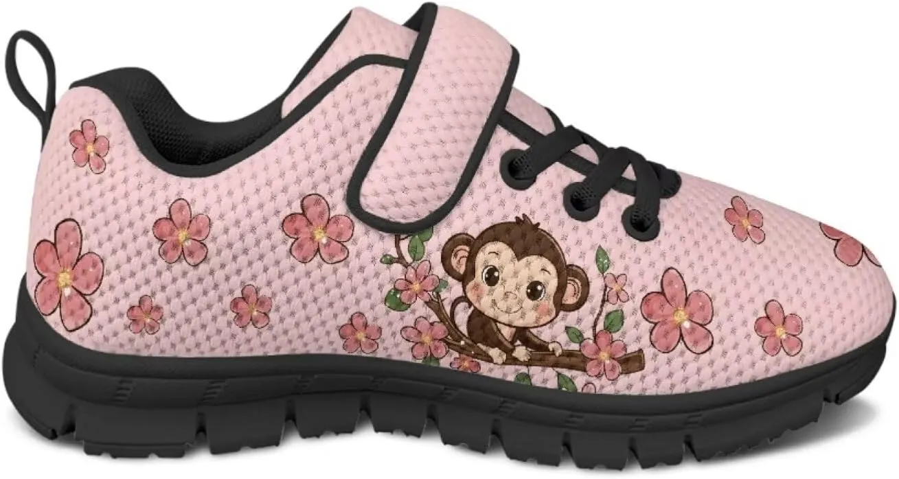 Animal Print Shoes for Kids Girls One Strap Tennis Sneakers Mesh Running Shoes Lightweight Athletic Shoes