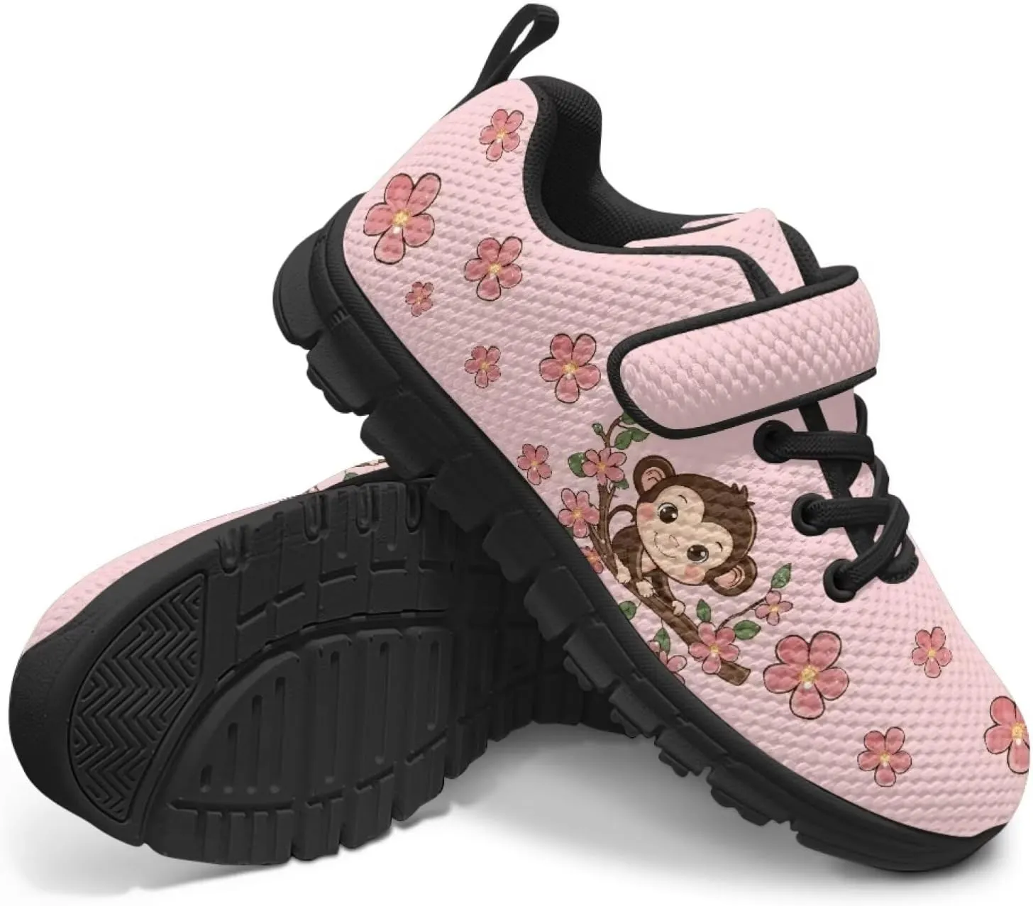 Animal Print Shoes for Kids Girls One Strap Tennis Sneakers Mesh Running Shoes Lightweight Athletic Shoes