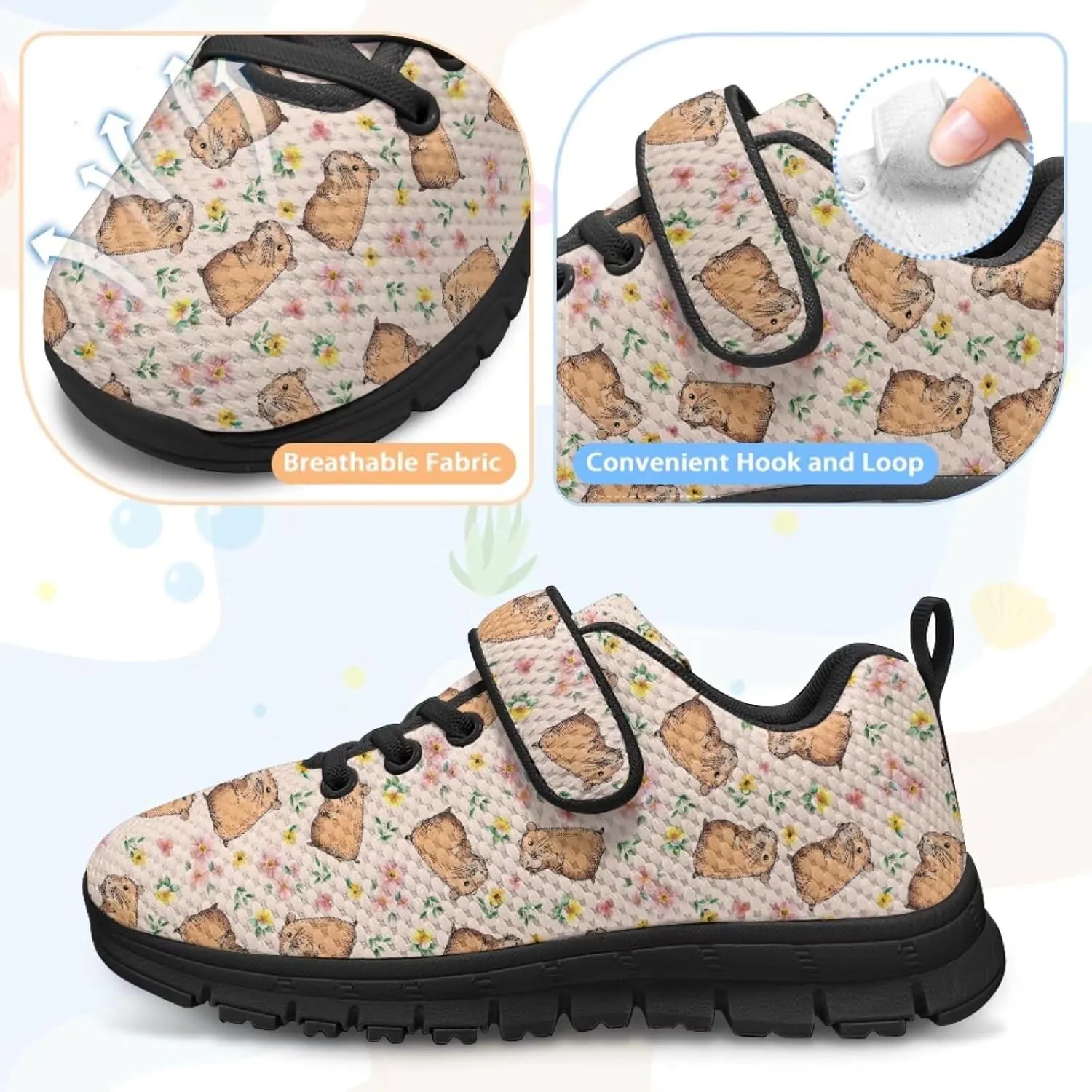 Animal Print Shoes for Kids Girls One Strap Tennis Sneakers Mesh Running Shoes Lightweight Athletic Shoes