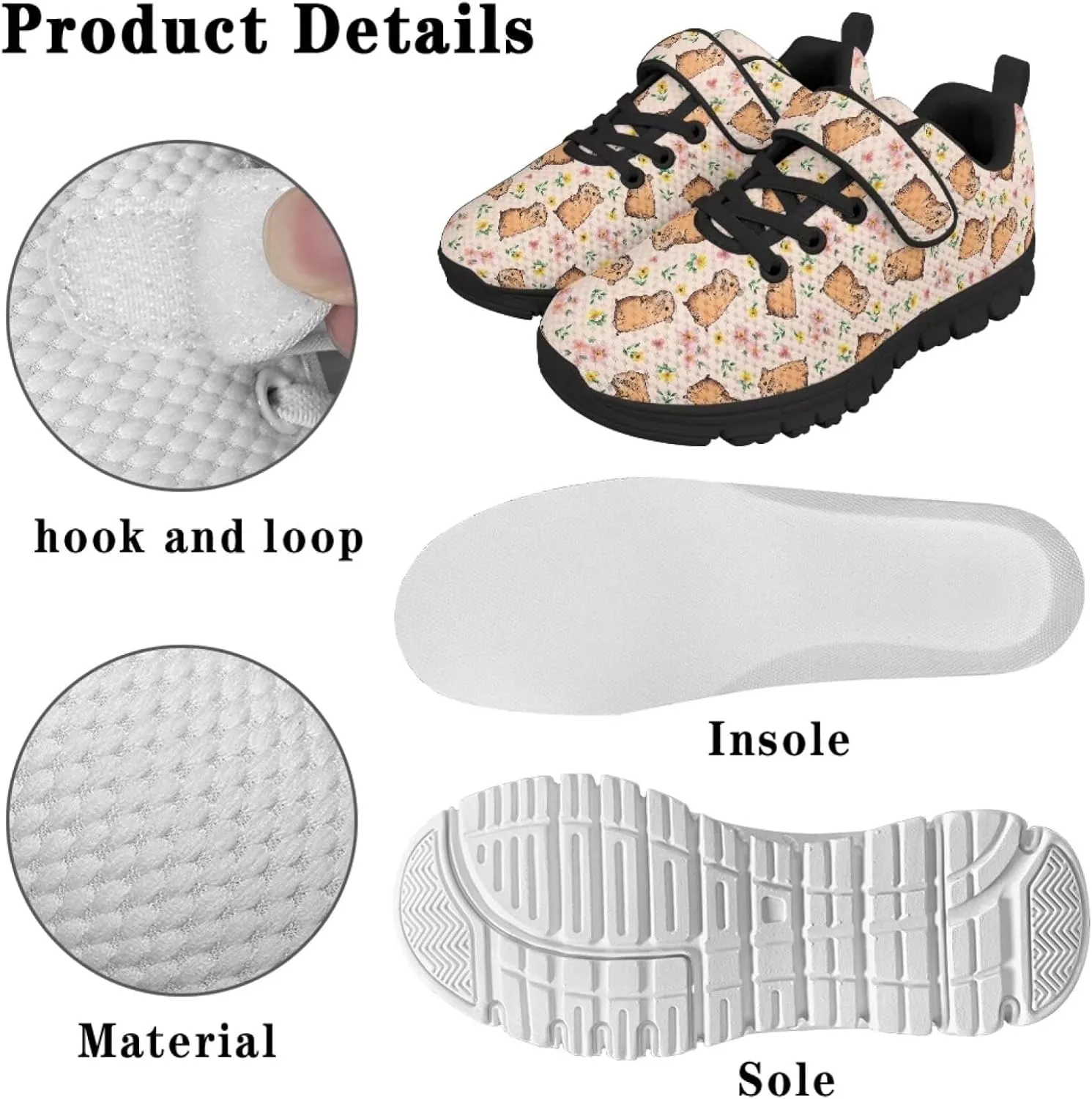 Animal Print Shoes for Kids Girls One Strap Tennis Sneakers Mesh Running Shoes Lightweight Athletic Shoes