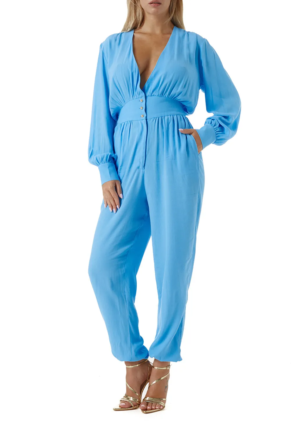 Ayana Blue Crepe Jumpsuit
