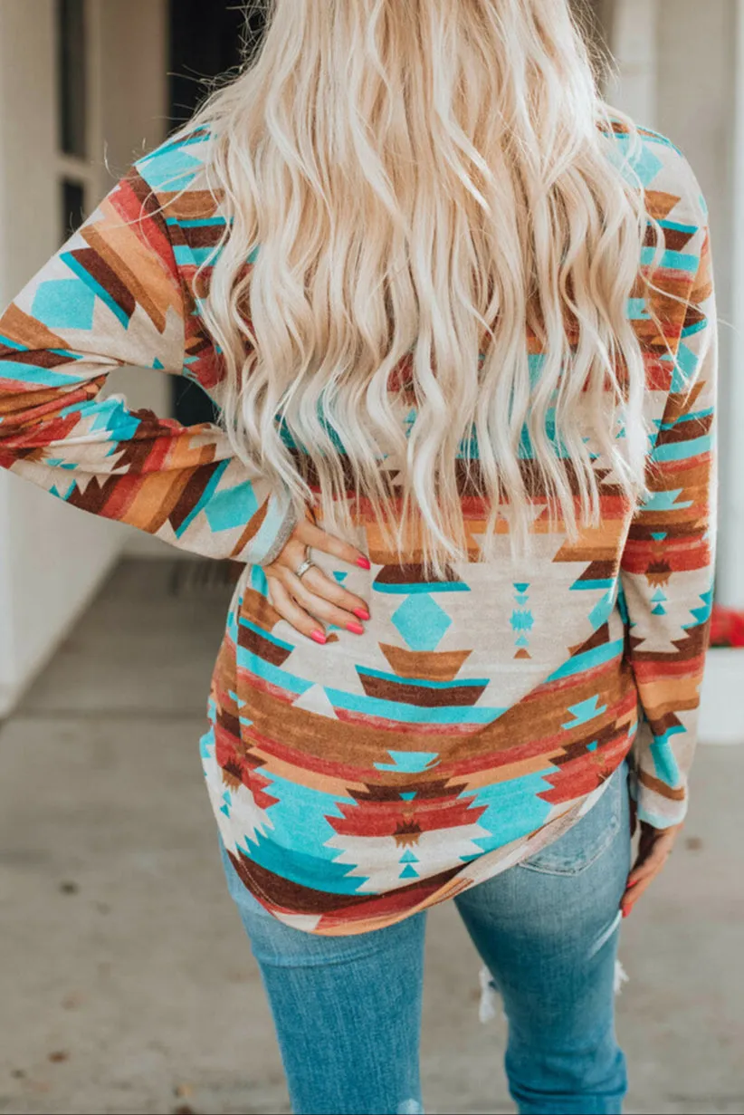 Aztec Long Sleeve Buttoned Shirt