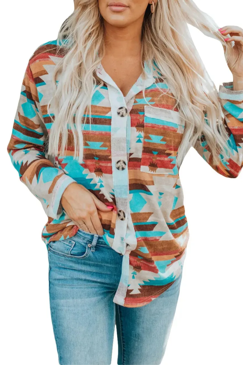 Aztec Long Sleeve Buttoned Shirt