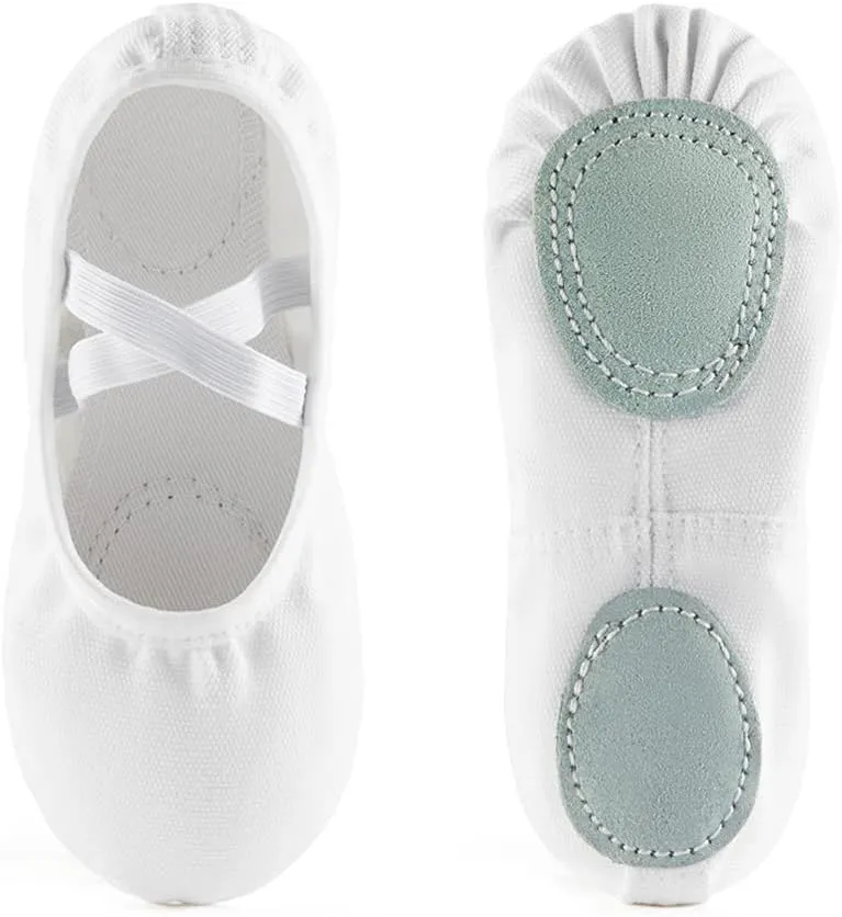 Ballet Shoes for Girls, Canvas Dance Practice Slippers No-Tie Sole Yoga Gymnastics Shoes(Toddler/Little Kid/Big Kid)