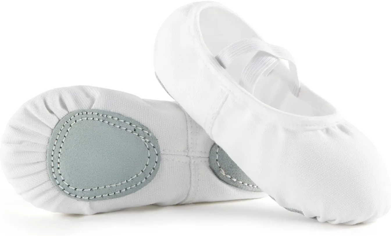 Ballet Shoes for Girls, Canvas Dance Practice Slippers No-Tie Sole Yoga Gymnastics Shoes(Toddler/Little Kid/Big Kid)