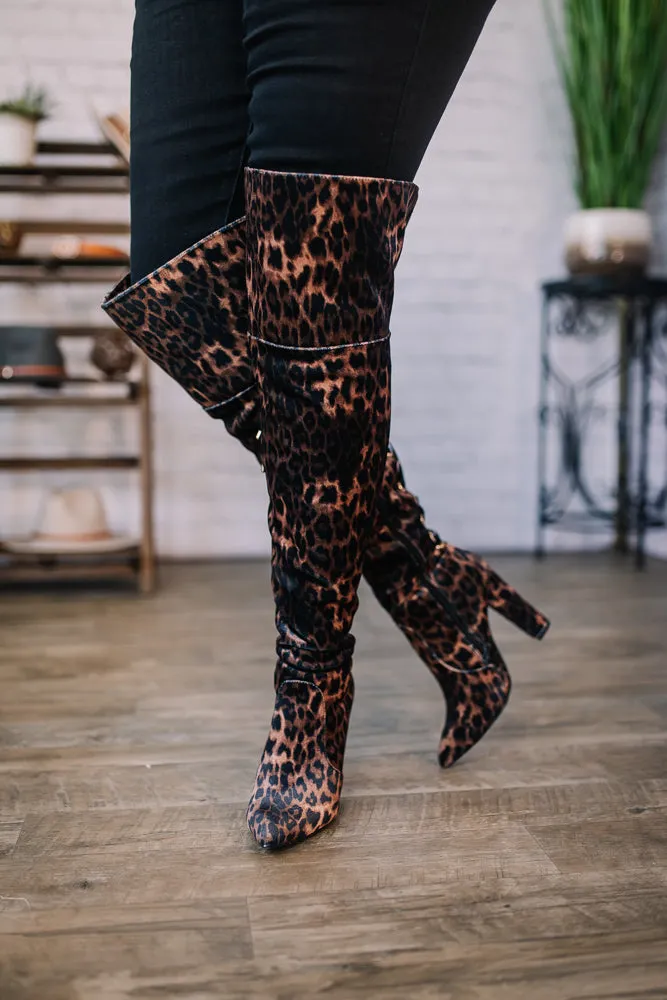 Best of the Best Leopard Velvet Knee-High Boot