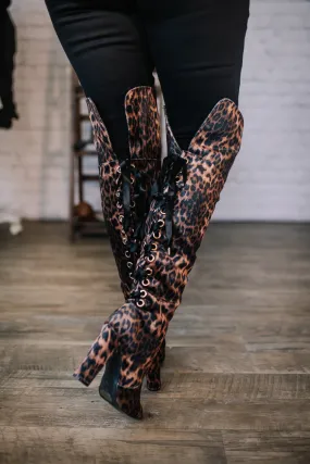 Best of the Best Leopard Velvet Knee-High Boot