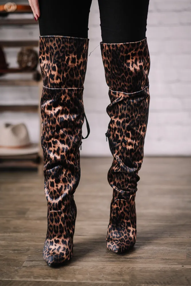 Best of the Best Leopard Velvet Knee-High Boot