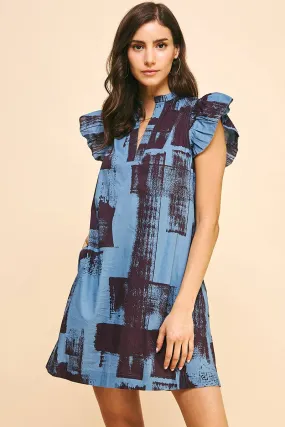 Blue Print Tunic Mini Dress