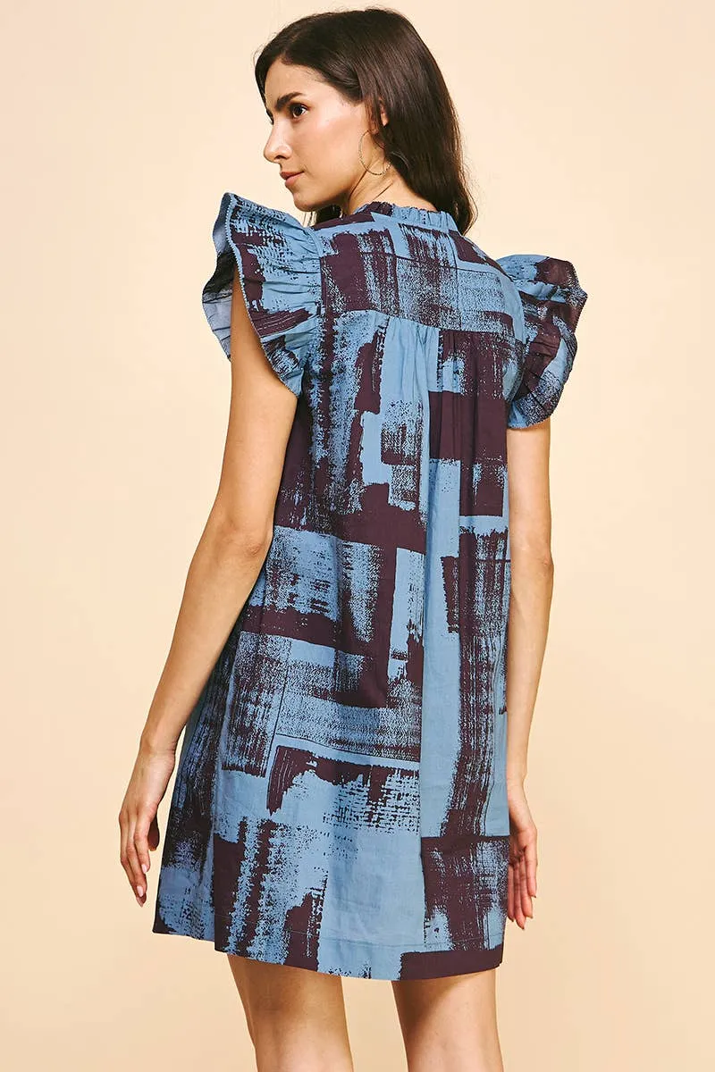 Blue Print Tunic Mini Dress