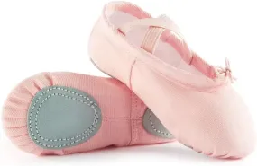 Canvas Ballet Shoes for Girls, Dance Practice Slippers Split Soft Leather Flat Shoes(Toddler/Little Kid/Big Kid)