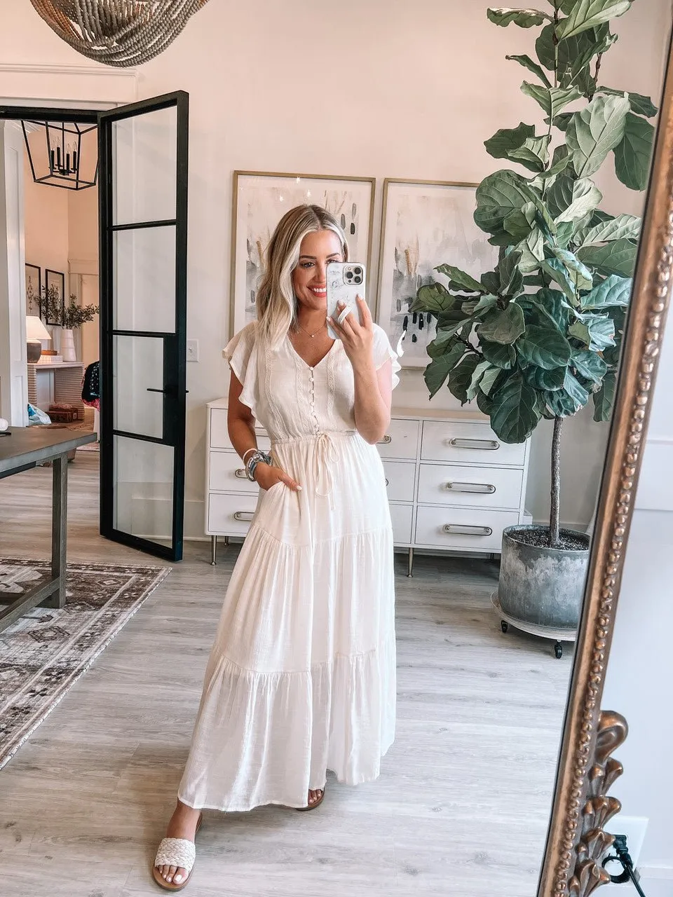 Celine Crochet Lace Tiered Boho Midi Dress - FINAL SALE