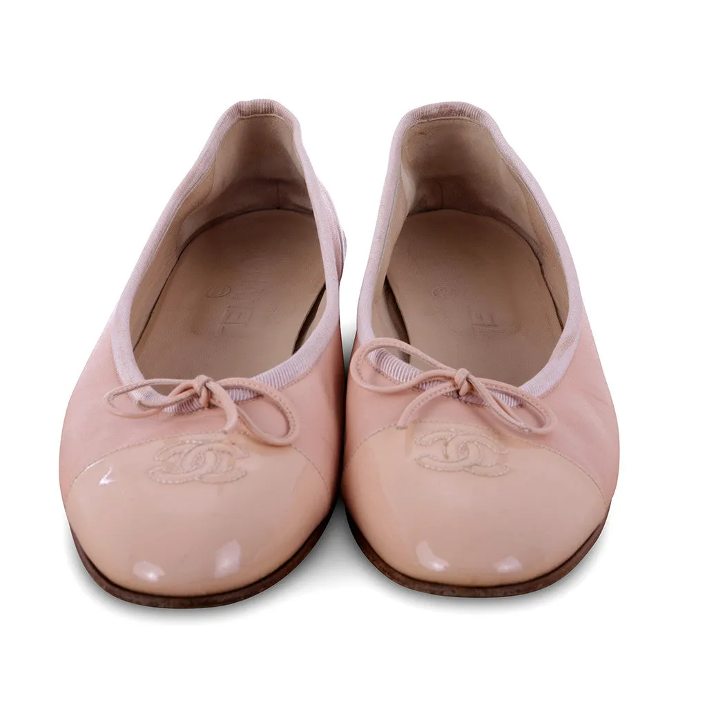 CHANEL CC CAP-TOE FLATS SHOES IN PINK SIZE 40 1/2 LADIES