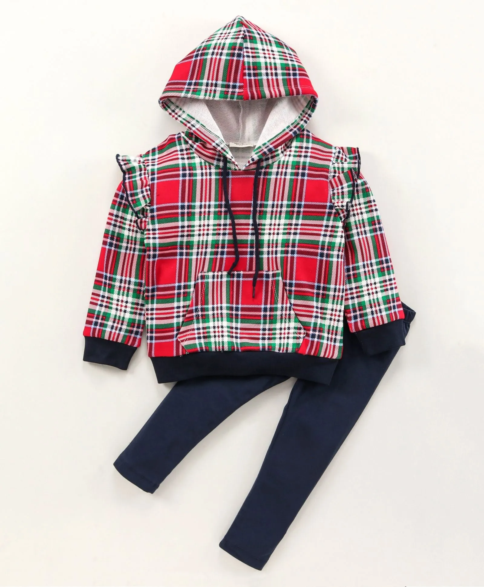 Checkered Hoodie Sweatshirt Legging Set