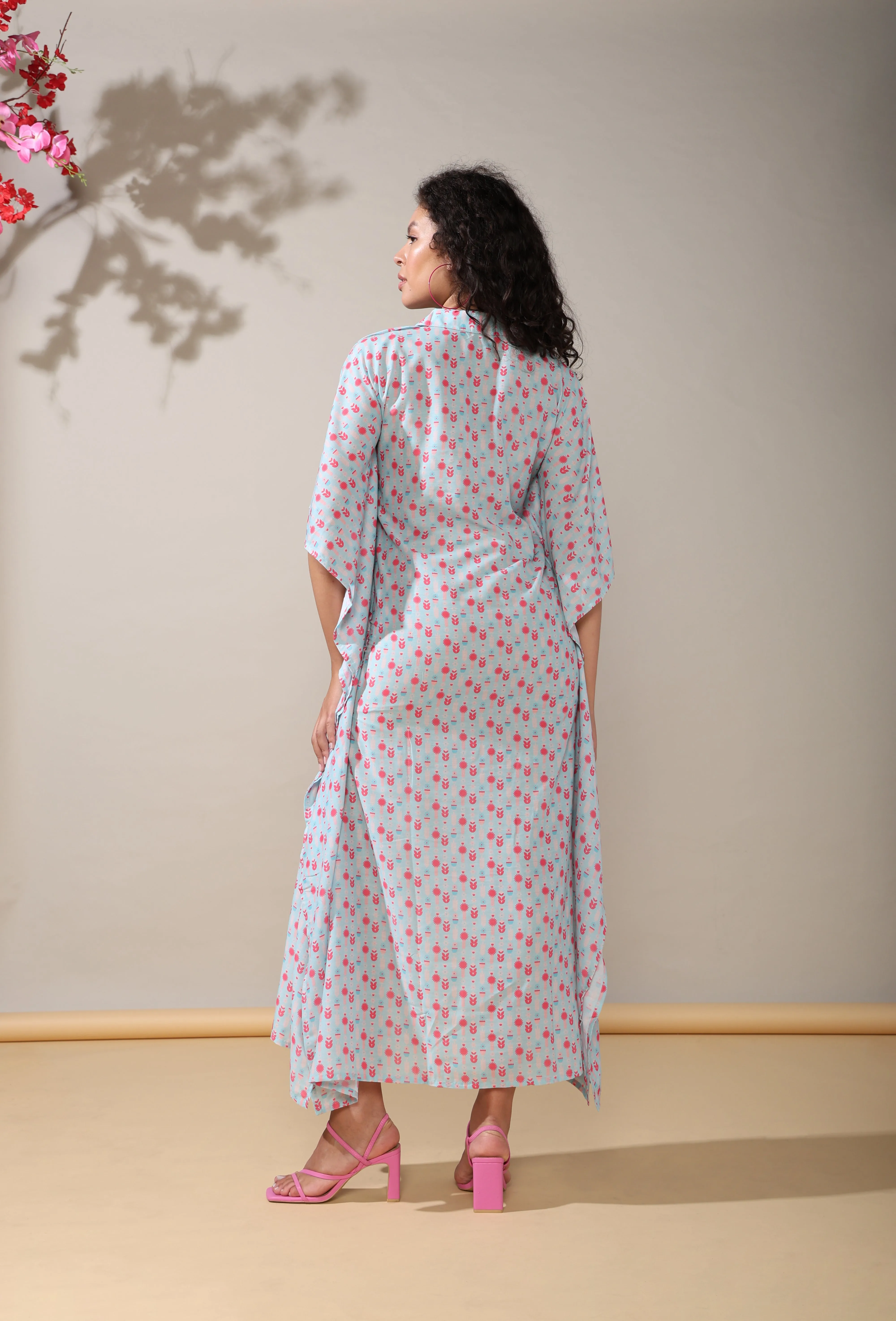 Chic cascades long kaftan dress