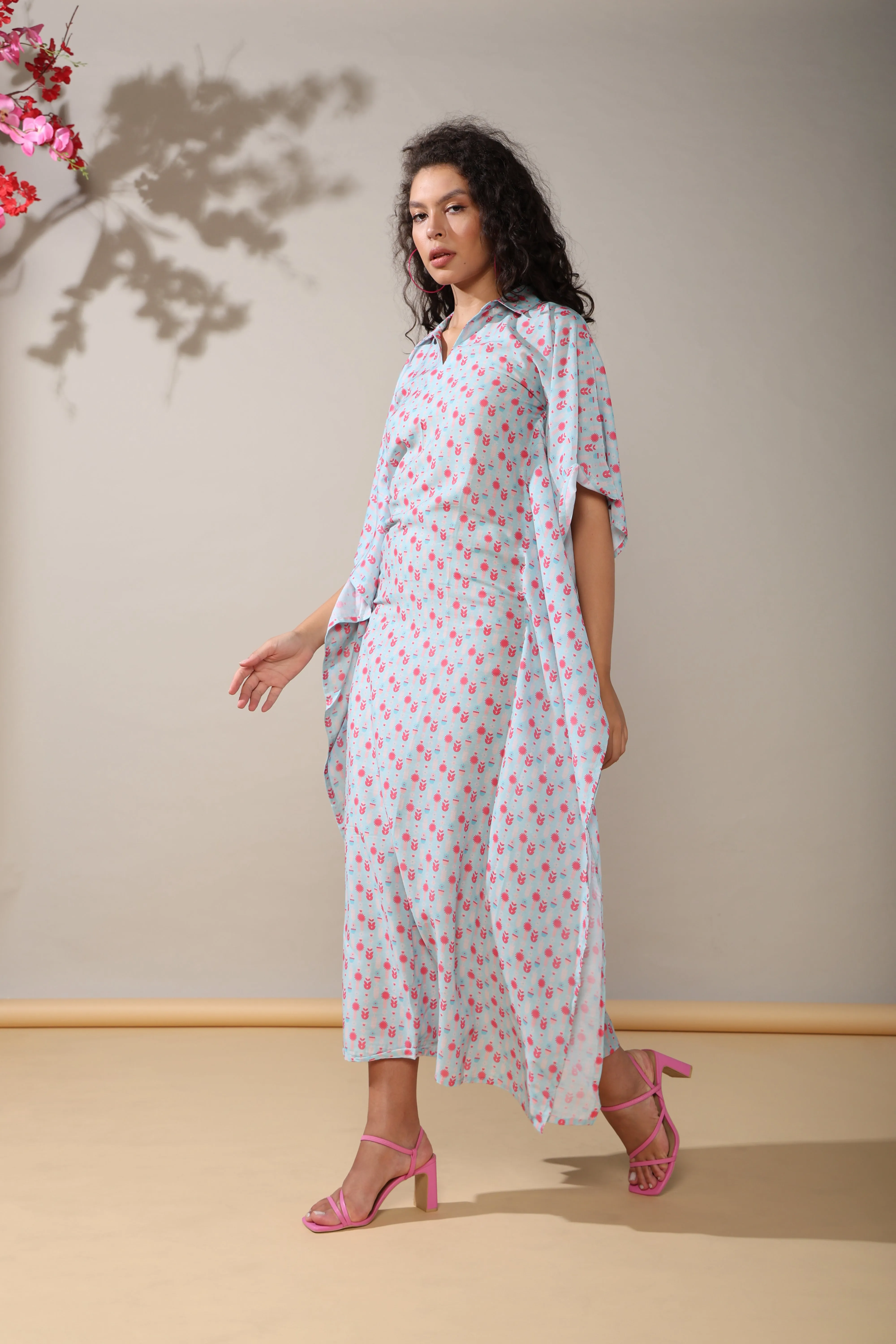 Chic cascades long kaftan dress