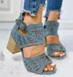 Comelyy Hollow carved block heel women's sandals