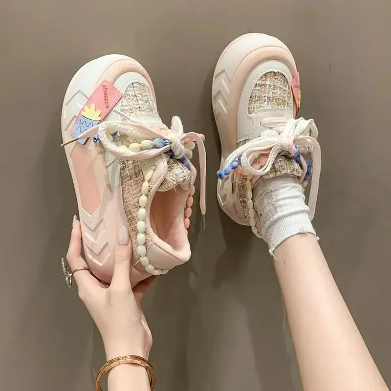 Cute Platform Round Toe Sneakers for Teens | Comfortable & Trendy