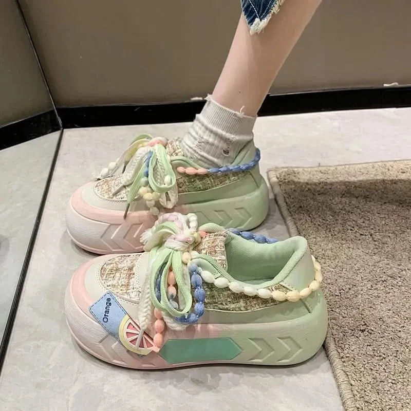Cute Platform Round Toe Sneakers for Teens | Comfortable & Trendy
