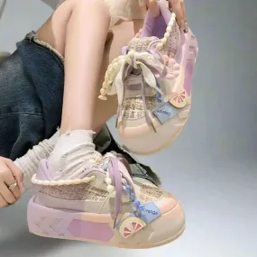 Cute Platform Round Toe Sneakers for Teens | Comfortable & Trendy