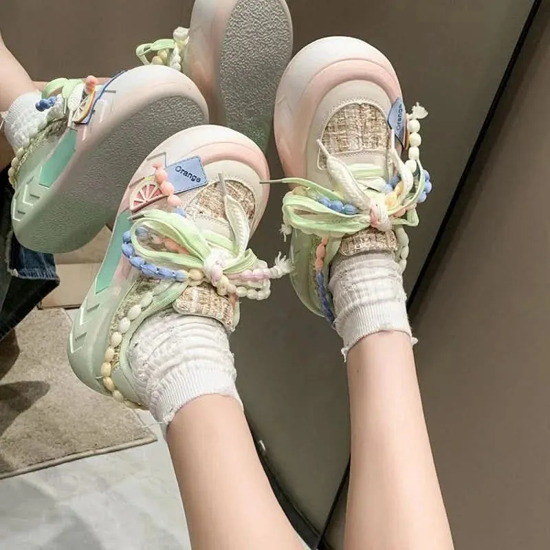 Cute Platform Round Toe Sneakers for Teens | Comfortable & Trendy