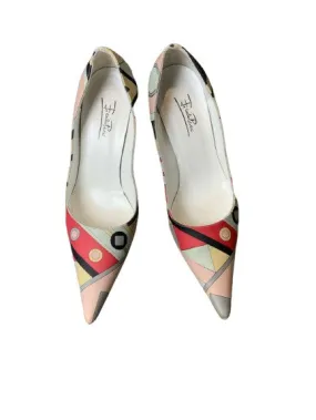 EMILIO PUCCI MULTI COLOR PRINTED PUMPS HEELS SIZE 38 US 8 UK 5 ladies