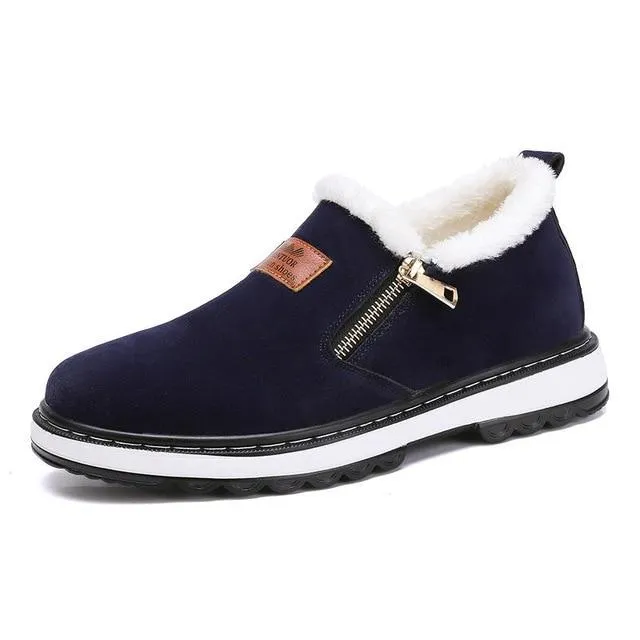 Fashion Black Mens Boots Designer Winter Shoes Men Warm Casual Fur New Warm Winter comfortable flats