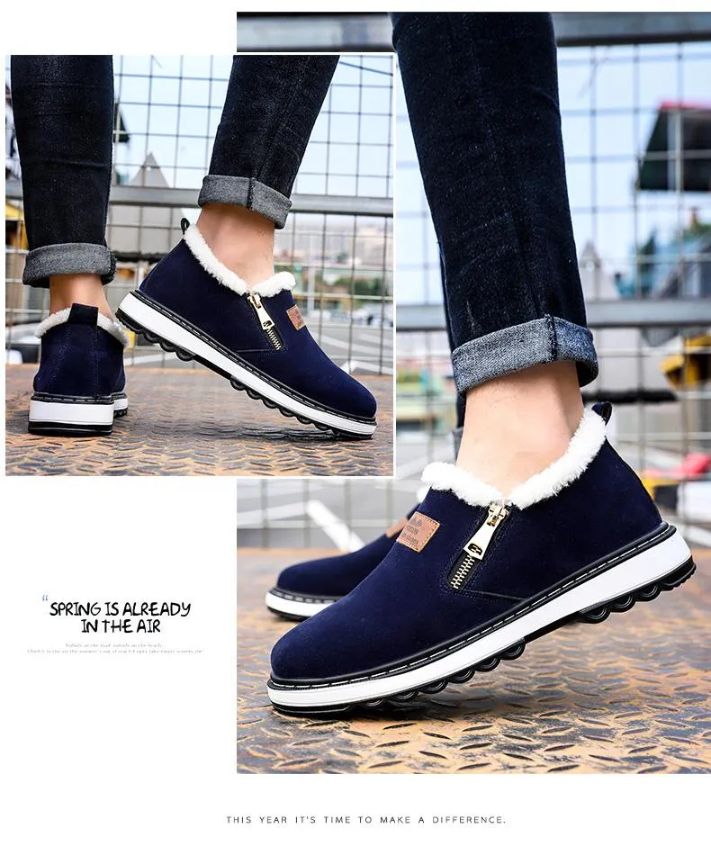 Fashion Black Mens Boots Designer Winter Shoes Men Warm Casual Fur New Warm Winter comfortable flats