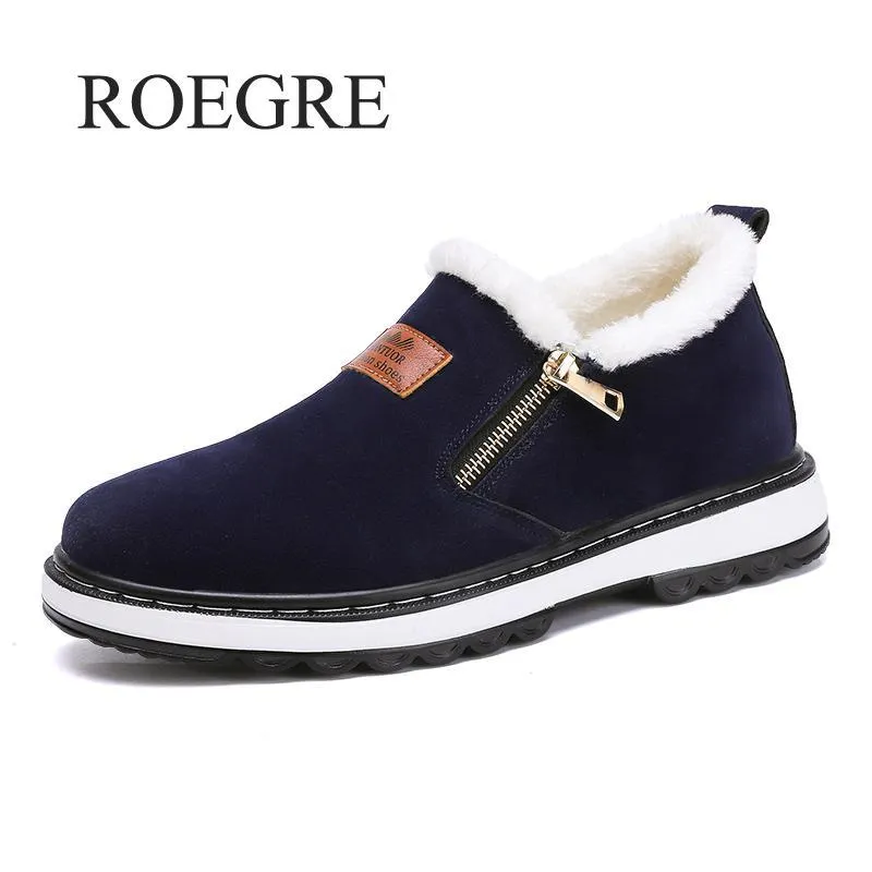 Fashion Black Mens Boots Designer Winter Shoes Men Warm Casual Fur New Warm Winter comfortable flats