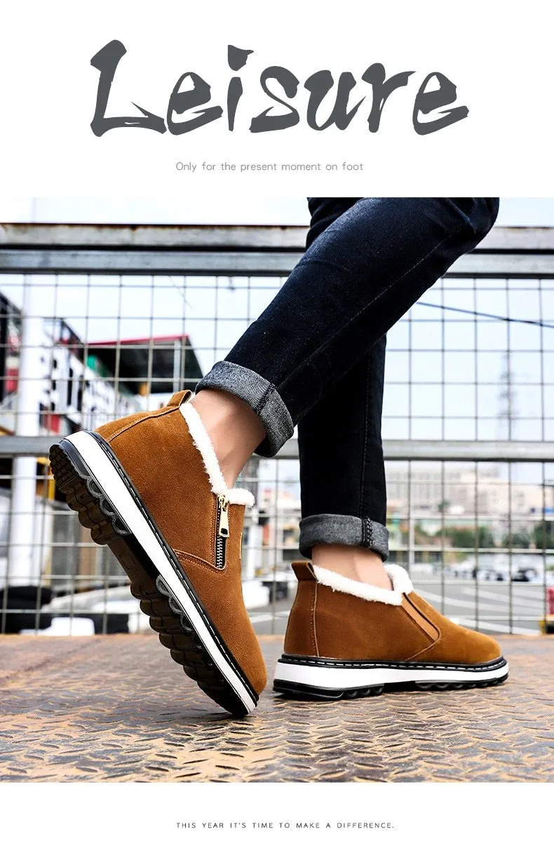 Fashion Black Mens Boots Designer Winter Shoes Men Warm Casual Fur New Warm Winter comfortable flats