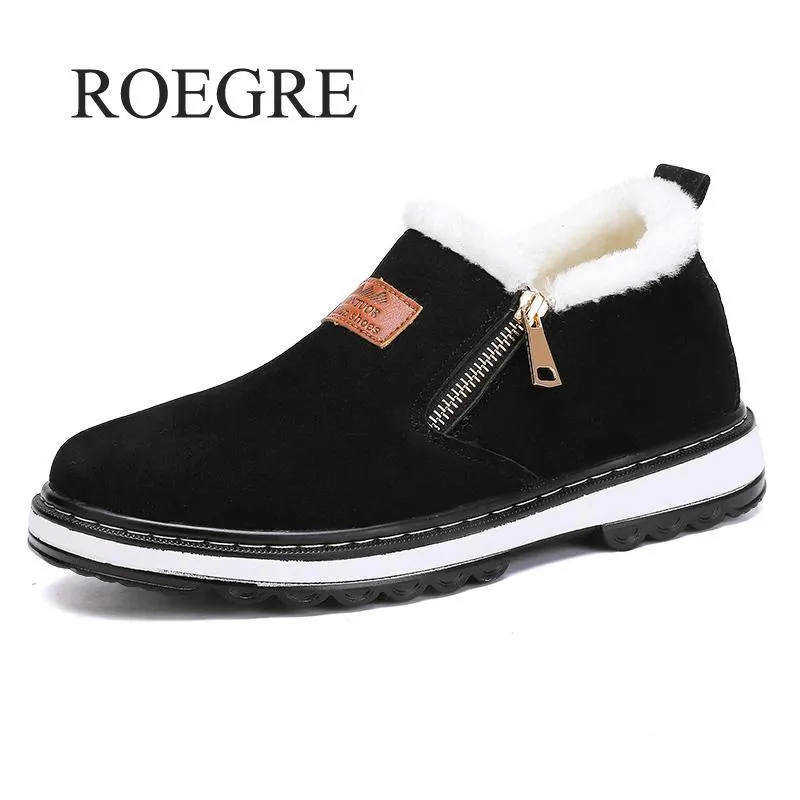 Fashion Black Mens Boots Designer Winter Shoes Men Warm Casual Fur New Warm Winter comfortable flats