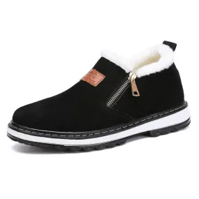 Fashion Black Mens Boots Designer Winter Shoes Men Warm Casual Fur New Warm Winter comfortable flats