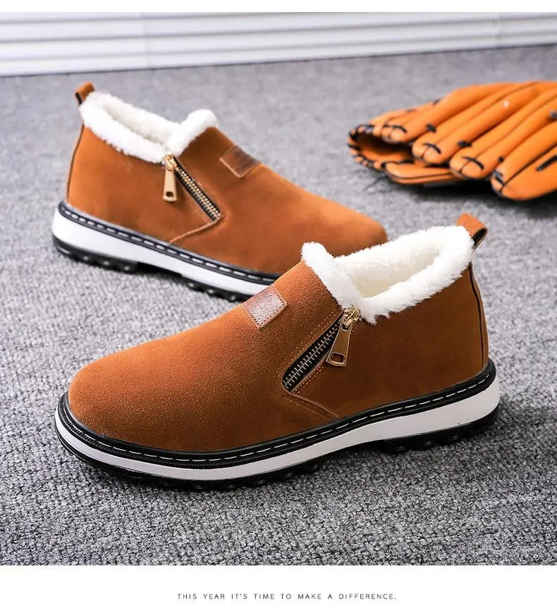 Fashion Black Mens Boots Designer Winter Shoes Men Warm Casual Fur New Warm Winter comfortable flats