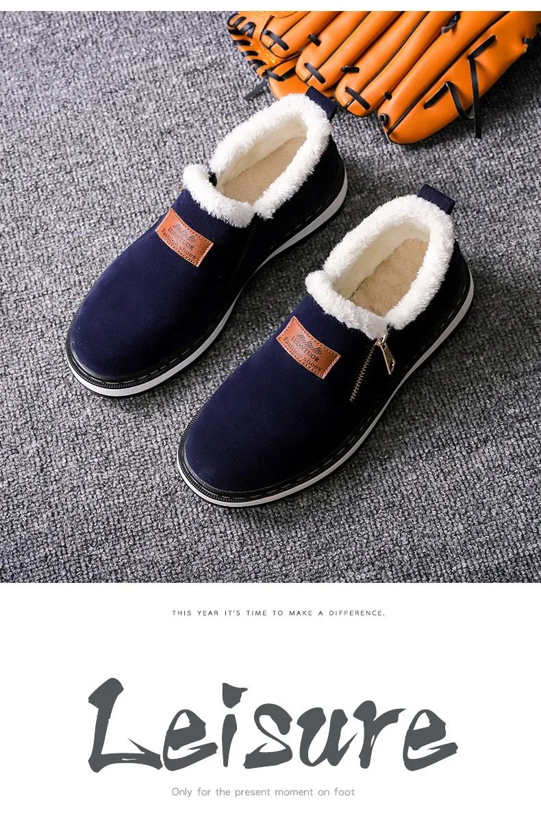 Fashion Black Mens Boots Designer Winter Shoes Men Warm Casual Fur New Warm Winter comfortable flats