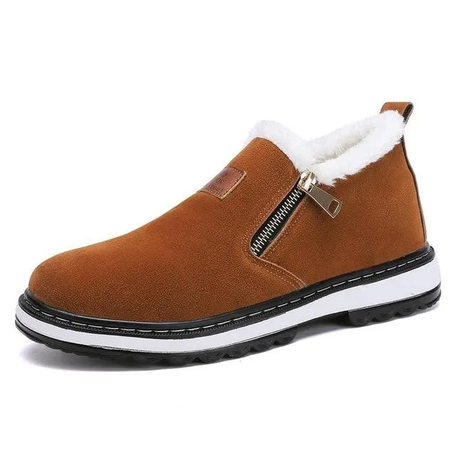 Fashion Black Mens Boots Designer Winter Shoes Men Warm Casual Fur New Warm Winter comfortable flats