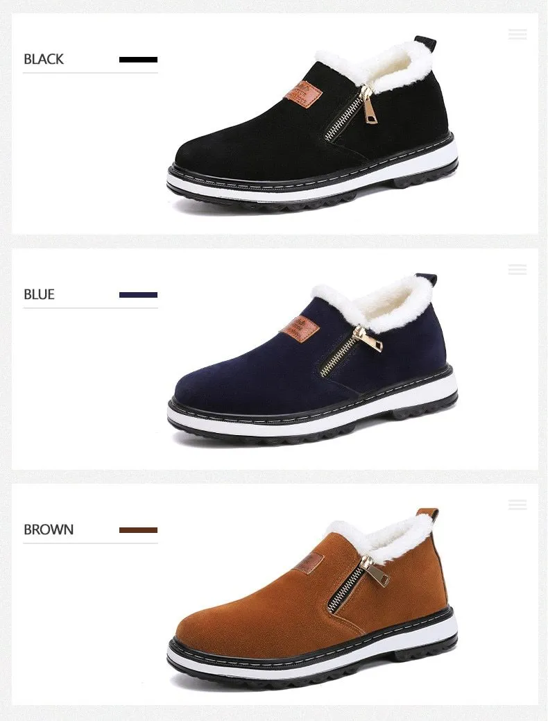 Fashion Black Mens Boots Designer Winter Shoes Men Warm Casual Fur New Warm Winter comfortable flats