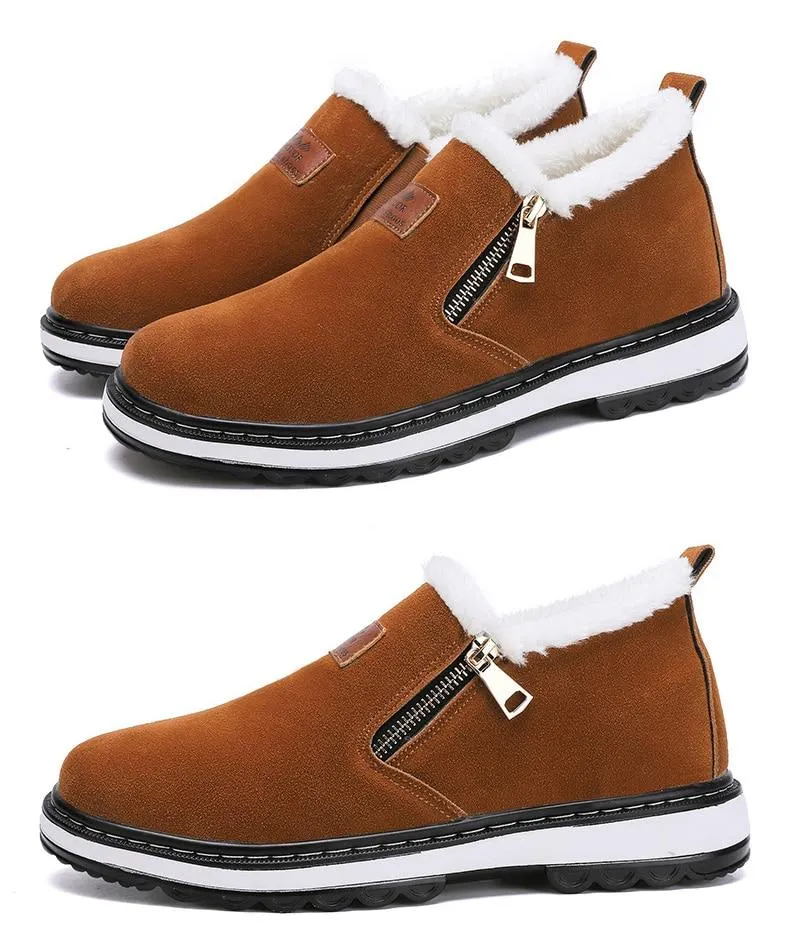 Fashion Black Mens Boots Designer Winter Shoes Men Warm Casual Fur New Warm Winter comfortable flats