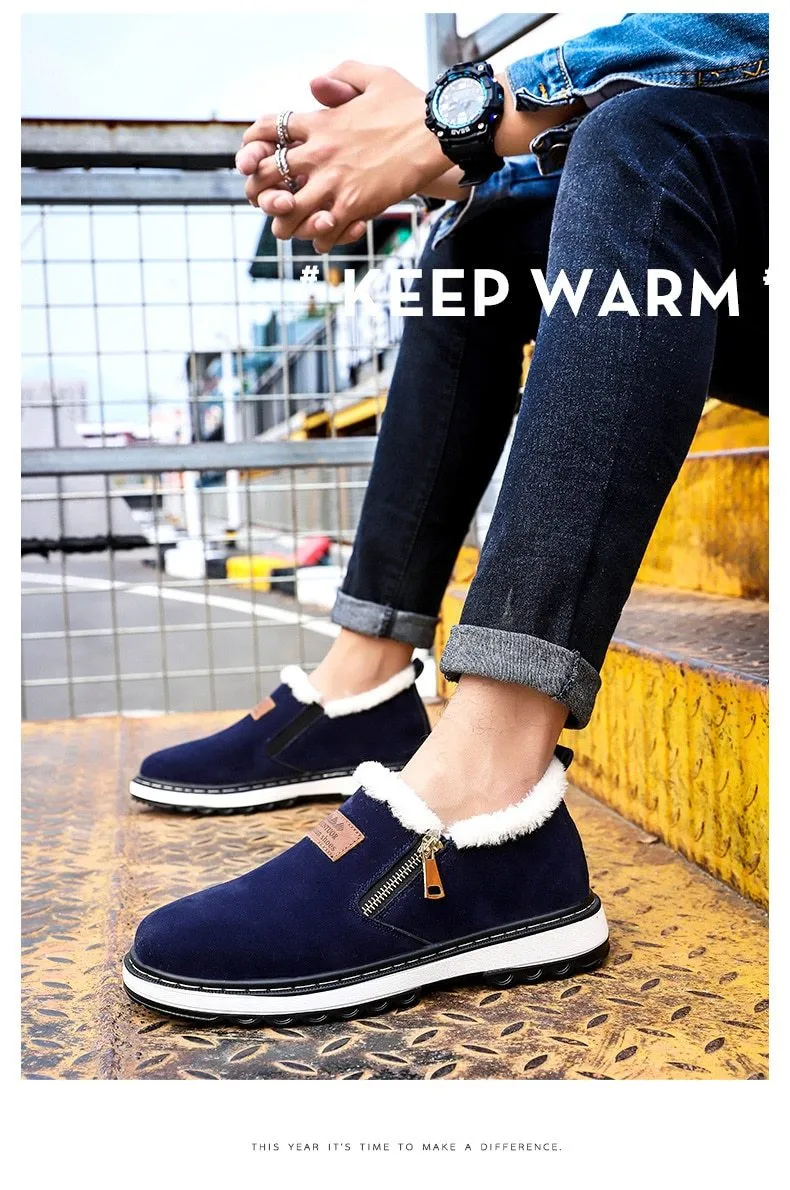 Fashion Black Mens Boots Designer Winter Shoes Men Warm Casual Fur New Warm Winter comfortable flats