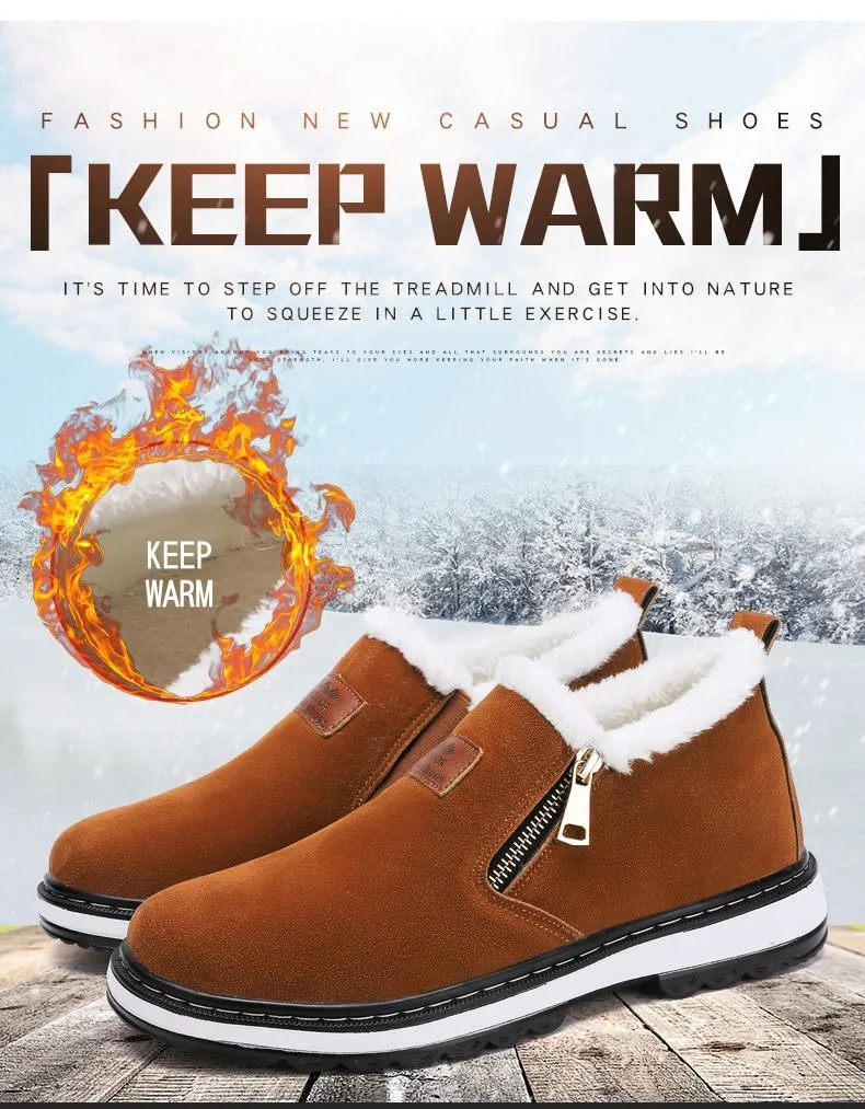 Fashion Black Mens Boots Designer Winter Shoes Men Warm Casual Fur New Warm Winter comfortable flats