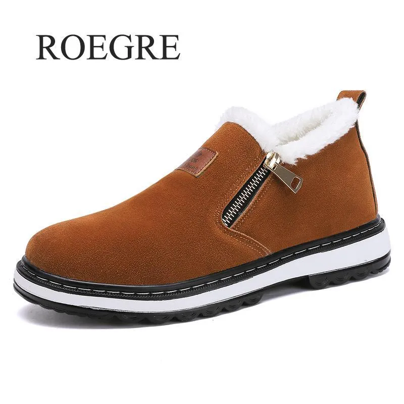 Fashion Black Mens Boots Designer Winter Shoes Men Warm Casual Fur New Warm Winter comfortable flats