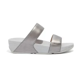 FITFLOP WOMENS LEATHER SLIDES - SILVER