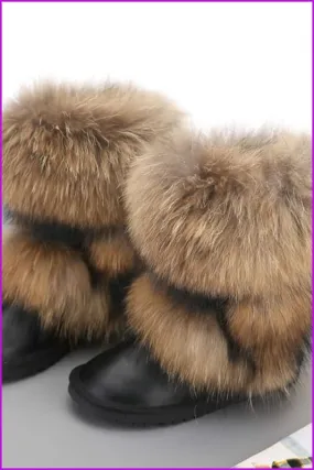 Fox Fur Mid-calf Warm Boots F028