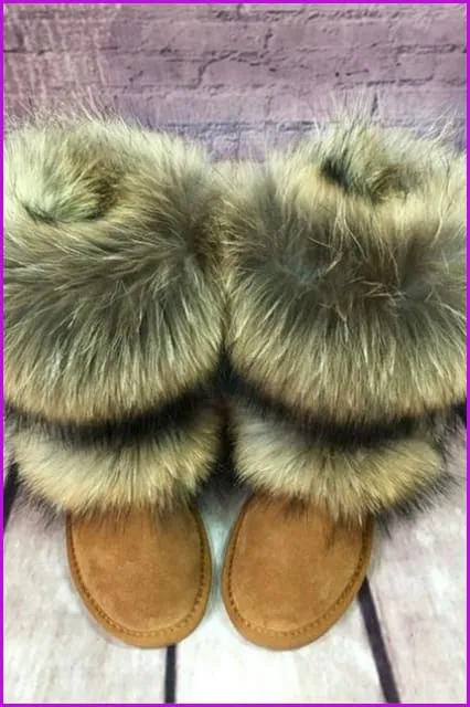 Fox Fur Mid-calf Warm Boots F028