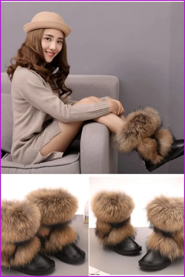 Fox Fur Mid-calf Warm Boots F028