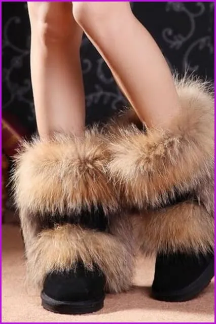 Fox Fur Mid-calf Warm Boots F028